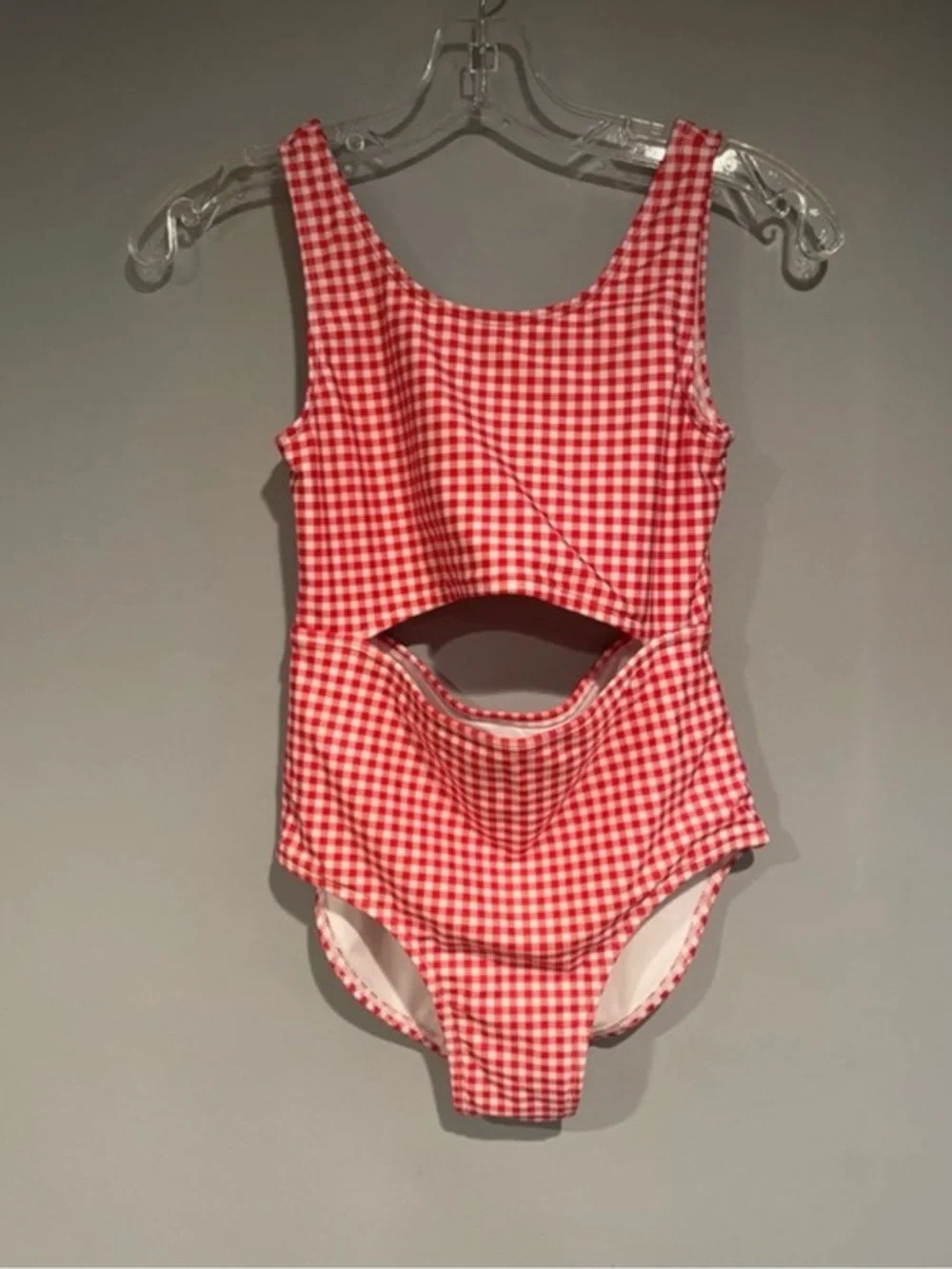 Cat & Jack Red and White Gingham One-Piece Size 14